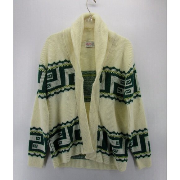 VINTAGE Fall River Knitting Mills Sweater Medium Cardigan 60s Shawl * - Picture 1 of 9